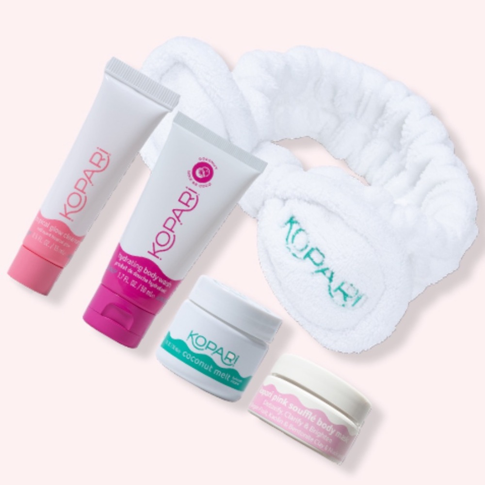KOPARI 5p Body Wash Cleanser Mask Terry Headband $50 CLEAN BEAUTY NIP